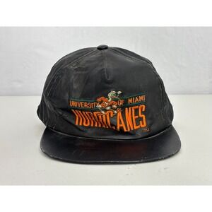 University Miami Hurricanes Fashion Hat Cap Mens Black Leather Strapback NCAA
